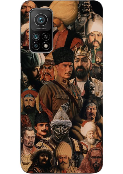Xiaomi Mi 10T - 10T Pro Uyumlu Türk Büyükleri Kolaj Baskılı Silikon Kılıf