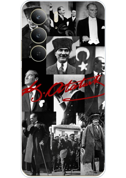 Realme C75 Uyumlu Kırmızı Mustafa Kemal Atatürk Imza Baskılı Silikon Kılıf