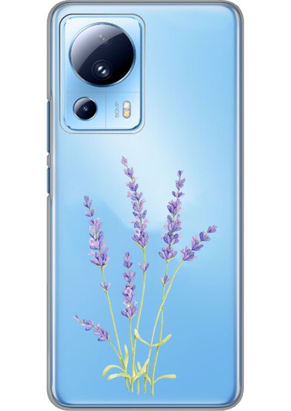 Xiaomi Mi 13 Lite Uyumlu Lavanta Çiçek Tasarımlı Baskılı Silikon Kılıf