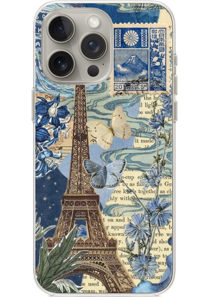iPhone 15 Pro Max Uyumlu Paris ve Eyfel Kulesi Baskılı Silikon Kılıf
