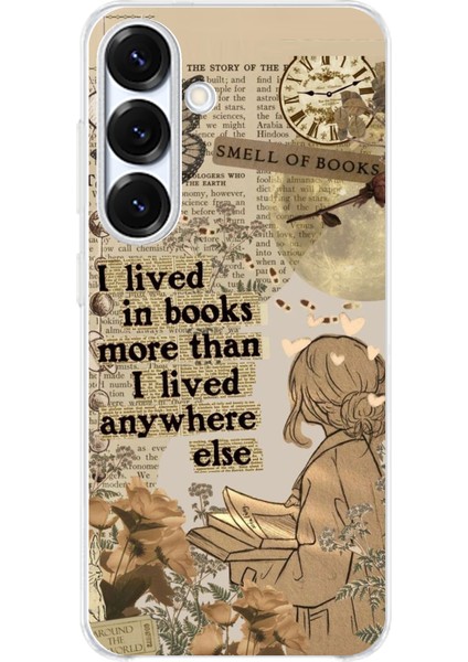 Samsung Galaxy S25 Uyumlu Kitap Okuyan Kadın Retro Baskılı Silikon Kılıf