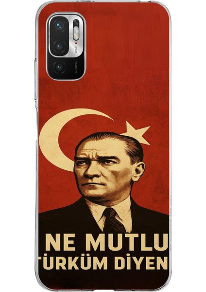 Redmi Note 10 5g Uyumlu Ne Mutlu Türkiye Bayrak Atatürk Baskılı Silikon Kılıf