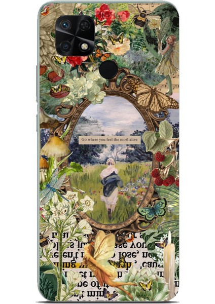 Redmi 10C - Poco C40 Uyumlu Yeşil Doğa Baskılı Silikon Kılıf