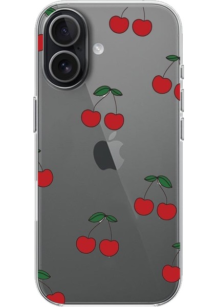 iPhone 17 Uyumlu Kirazlar Tasarımlı Baskılı Silikon Kılıf