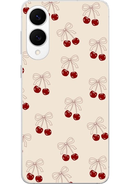 Samsung Galaxy S25 Edge Uyumlu Fiyonklu Kirazlar Baskılı Silikon Kılıf