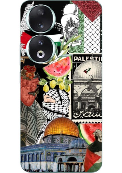 Honor 90 Uyumlu Filistin Özgürlük Kolajı Baskılı Silikon Kılıf