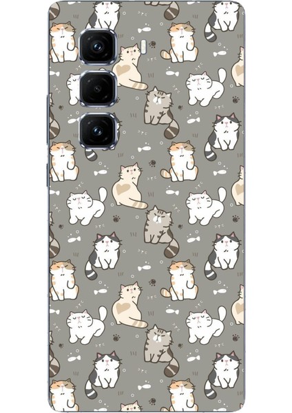 Infinix Hot 50 Pro Plus Uyumlu Minik Sevimli Kediler Baskılı Silikon Kılıf