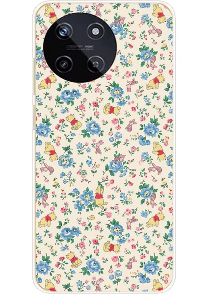 Realme 11 4g Uyumlu Ayı Winnie Pooh ve Çiçekler Baskılı Silikon Kılıf