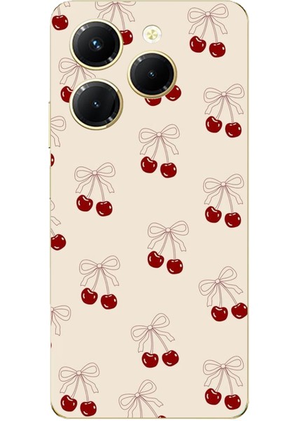 Tecno Spark 20 Pro Uyumlu Fiyonklu Kirazlar Baskılı Silikon Kılıf