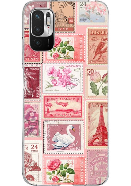 Redmi Note 10 5g Uyumlu Pembe Posta Pulları Baskılı Silikon Kılıf