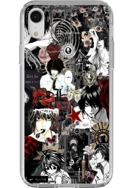 iPhone Xr Uyumlu Death Note Kolaj Tasarımlı Baskılı Silikon Kılıf
