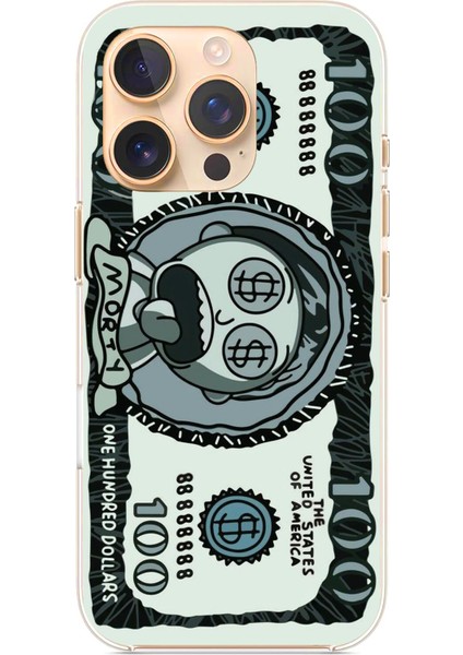 iPhone 16 Pro Uyumlu Morty Dolar Baskılı Silikon Kılıf