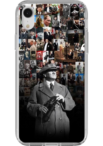 iPhone Xr Uyumlu Atatürk Portre Kolaj Baskılı Silikon Kılıf