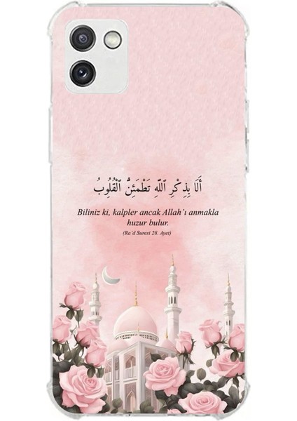Samsung Galaxy A03 Uyumlu Rad Suresi Cami ve Güller Baskılı Silikon Kılıf