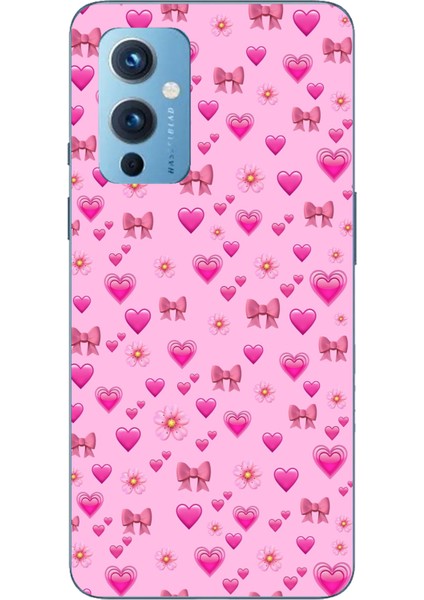 Oneplus 9 Uyumlu Pembe Minik Kalpler Baskılı Silikon Kılıf