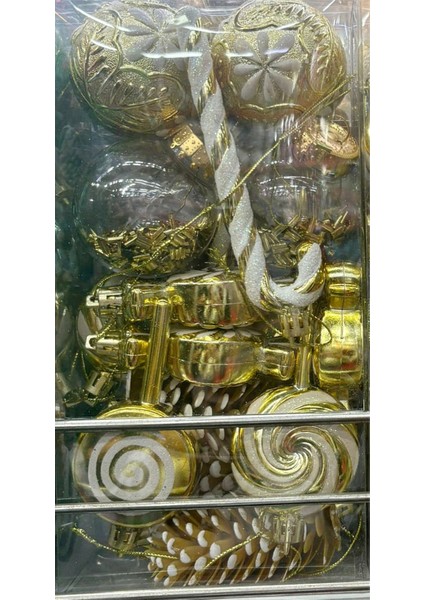 17'li Karışık Lüks Yılbaşı Çam Ağacı Süsü Gold Noel Şeker Kamışı Süsü modelleri