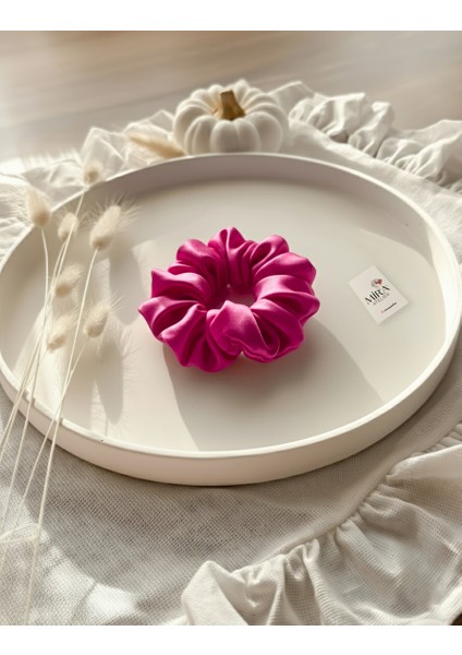Çocuk Saten Toka - Büyülü Fuşya – Tekli Lüks Lastik Model Scrunchie fiyatları