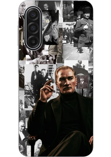 Samsung Galaxy A17 Uyumlu Mustafa Kemal Atatürk Kolaj Baskılı Silikon Kılıf