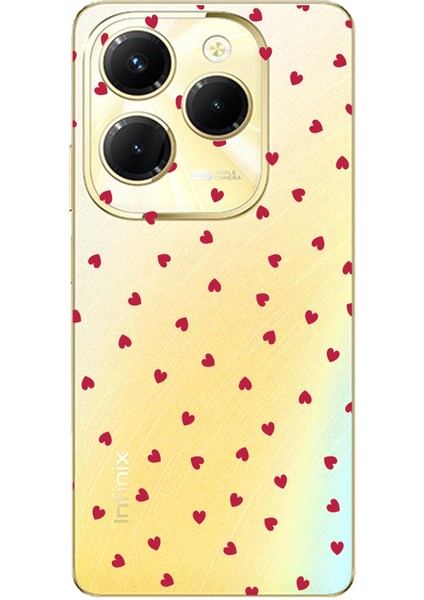 Tecno Spark 20 Pro Uyumlu Kırmızı Kalpler Tasarımlı Baskılı Silikon Kılıf