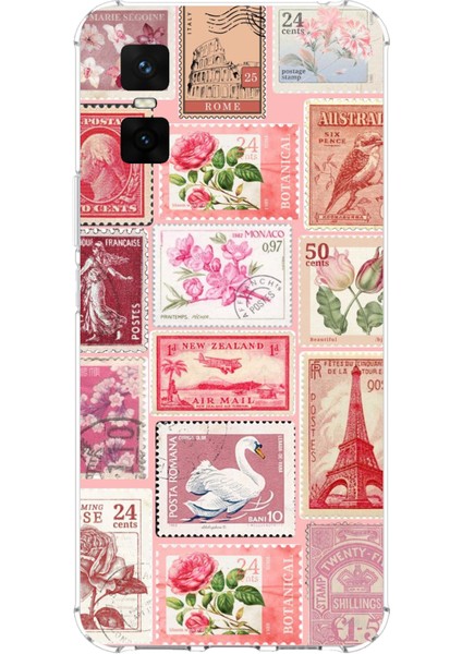 Infinix Gt 30 Pro Uyumlu Pembe Posta Pulları Baskılı Silikon Kılıf