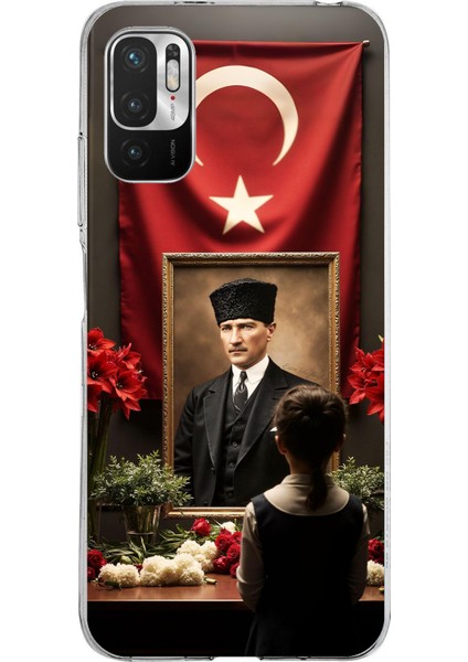 Redmi Note 10 5g Uyumlu Atatürk Türk Bayrağı Tablo Baskılı Silikon Kılıf