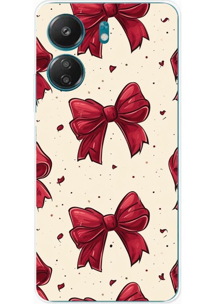 Redmi 13C - Poco C65 Uyumlu Büyük Kırmızı Fiyonklar Baskılı Silikon Kılıf