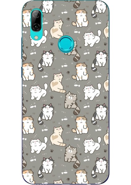 Huawei P Smart 2019 Uyumlu Minik Sevimli Kediler Baskılı Silikon Kılıf