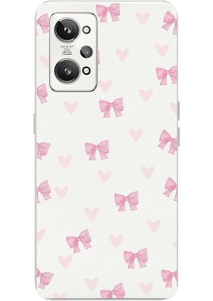 Realme Gt2 Pro Uyumlu Fiyonklar ve Pembe Kalpler Baskılı Silikon Kılıf