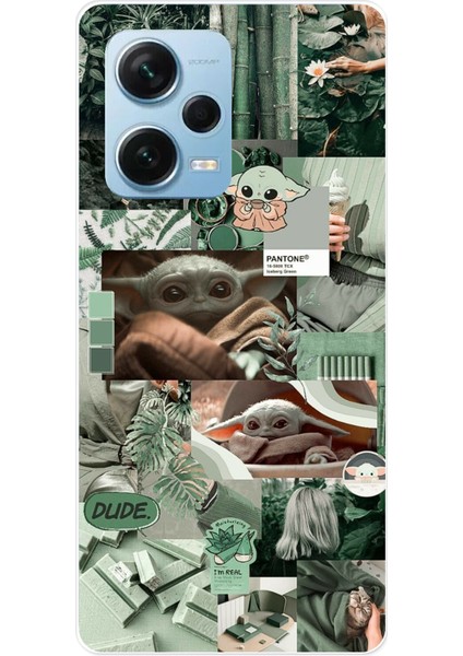 Redmi Note 12 Pro 5g Uyumlu Yoda Kolaj Baskılı Silikon Kılıf
