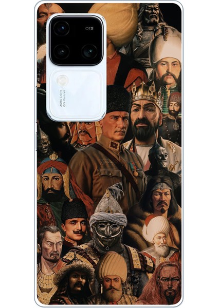 Vivo V30 Uyumlu Türk Büyükleri Kolaj Baskılı Silikon Kılıf