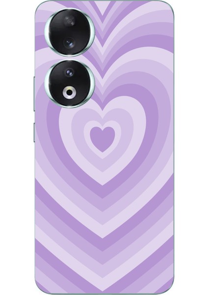 Honor 90 Uyumlu Mor Kalp Dalgalar Tasarımlı Baskılı Silikon Kılıf
