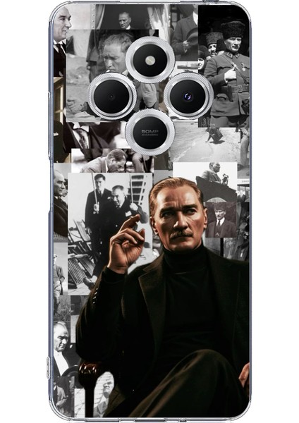 Redmi 14C Uyumlu Mustafa Kemal Atatürk Kolaj Baskılı Silikon Kılıf