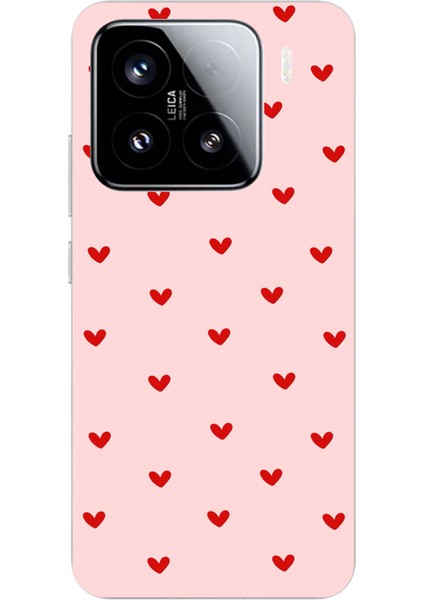 Xiaomi Mi 15 Pro Uyumlu Kırmızı Minik Kalpler Baskılı Silikon Kılıf