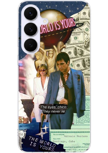 Samsung Galaxy S25 Fe Uyumlu Elvira Hancock & Tony Montana Tasarımlı Baskılı Silikon Kılıf