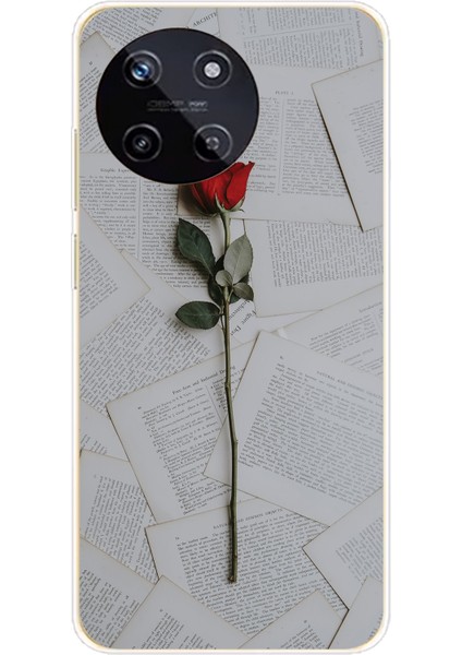 Realme 11 4g Uyumlu Kırmızı Gül Baskılı Silikon Kılıf