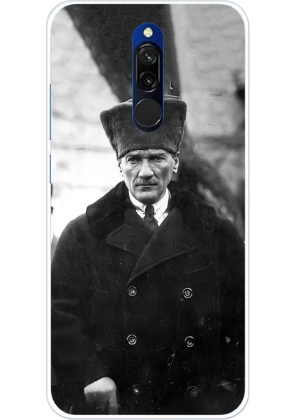 Redmi 8 Uyumlu Mustafa Kemal Atatürk Portre Baskılı Silikon Kılıf