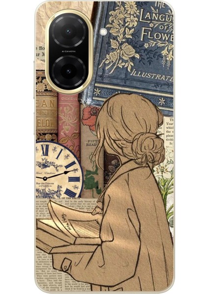 Redmi A5 Uyumlu Retro Gazete Kadın Tasarımlı Baskılı Silikon Kılıf