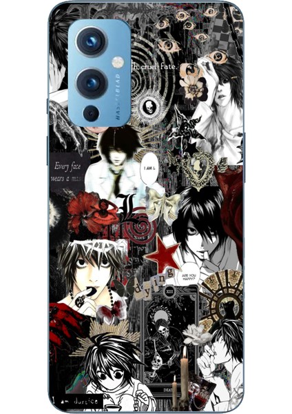 Oneplus 9 Uyumlu Death Note Kolaj Tasarımlı Baskılı Silikon Kılıf