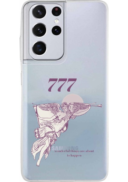 Samsung Galaxy S21 Ultra Uyumlu 777 Melek Tasarımlı Baskılı Silikon Kılıf