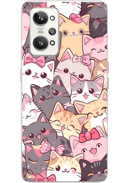Realme Gt2 Pro Uyumlu Sevimli Kediler Baskılı Silikon Kılıf