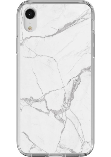 iPhone Xr Uyumlu Gri Mermer Baskılı Silikon Kılıf