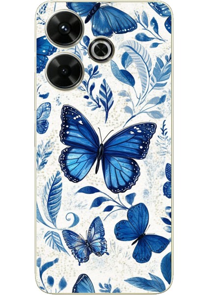 Redmi 13 Uyumlu Mavi Kelebekler Baskılı Silikon Kılıf