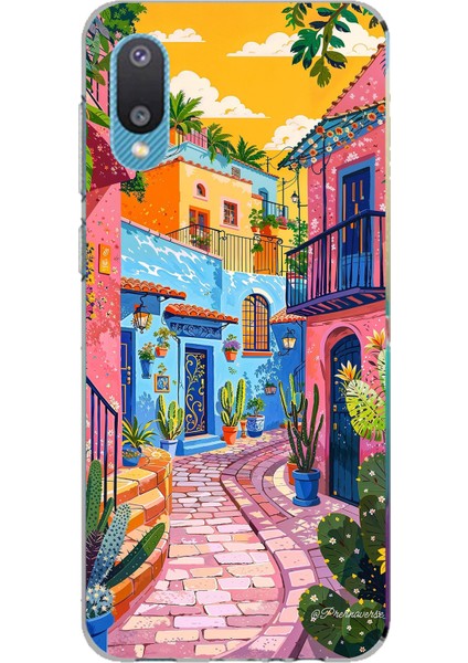 Samsung Galaxy A02 Uyumlu Renkli Sanat Sokak Silikon Kılıf