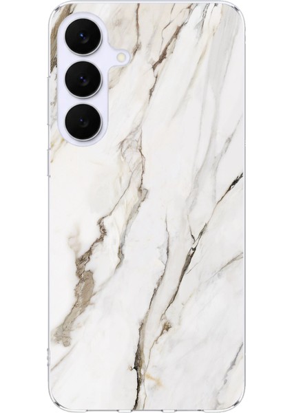 Samsung Galaxy S25 Fe Uyumlu Beyaz Mermer Baskılı Silikon Kılıf
