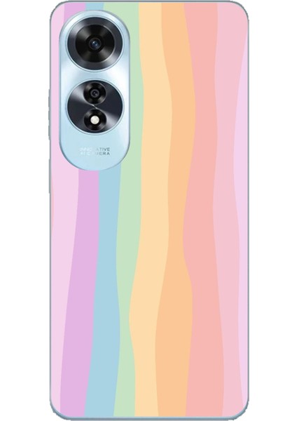 Oppo A60 Uyumlu Gökkuşağı Rengarenk Baskılı Silikon Kılıf