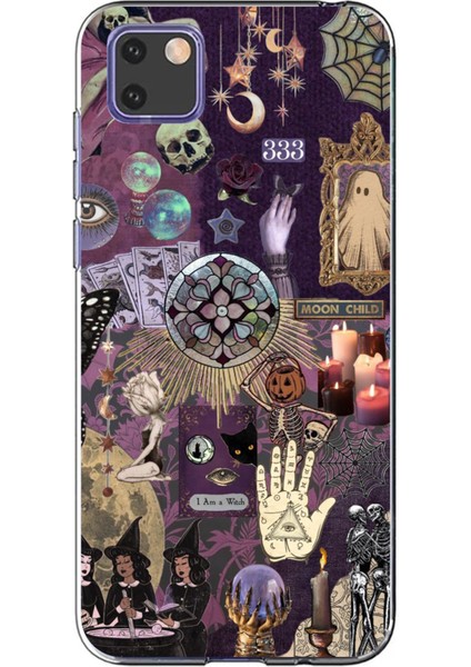 Huawei Y5P Uyumlu Hallowen Cadılar Astroloji Baskılı Silikon Kılıf