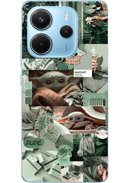 Redmi Note 14 4g Uyumlu Yoda Kolaj Baskılı Silikon Kılıf