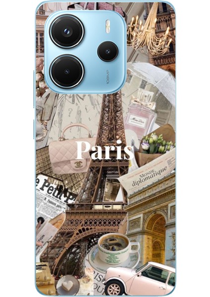 Redmi Note 14 4g Uyumlu Paris Kolaj Baskılı Silikon Kılıf