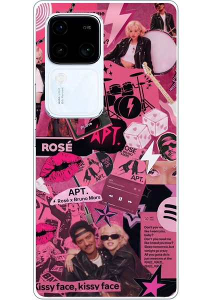 Vivo V30 Uyumlu Blackpink Kolaj Baskılı Silikon Kılıf