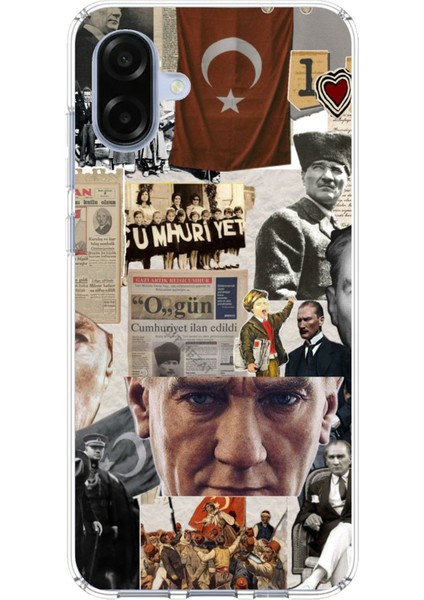 Samsung Galaxy A07 Uyumlu Atatürk Cumhuriyet Kolaj Baskılı Silikon Kılıf